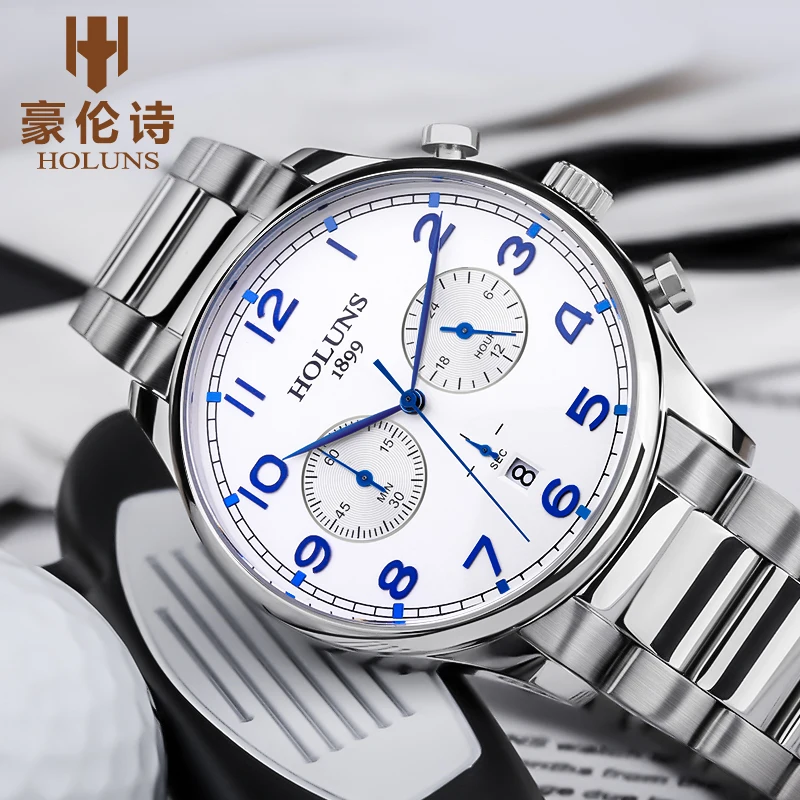 

Dropshipping Quartz Wristwatches 100m Waterproof Sub Dial Working Steel Strap Band Watch Men Gift Mens Clock horloges mannen