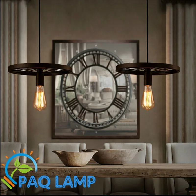 The wheels Modern pendant light iron lamp black cage lampshade restaurant bar coffee dining room hanging light fixture new rope lamp modern country pendant light restaurant kitchen dining room black iron flaxen fabric lampshade decor e14 110 240v
