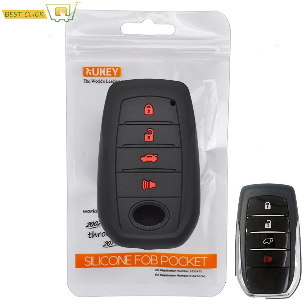 

4 Buttons Silicone Car Key Case For Toyota Fortuner Rav4 Highlander Mark X Cover Remote Fob Shell Jacket Key Sleeve Protector