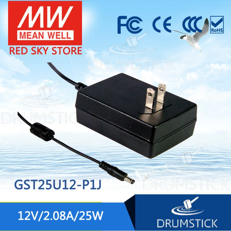 

MEAN WELL GST25U12-P1J 12V 2.08A meanwell GST25U 12V 25W AC-DC High Reliability Industrial Adaptor