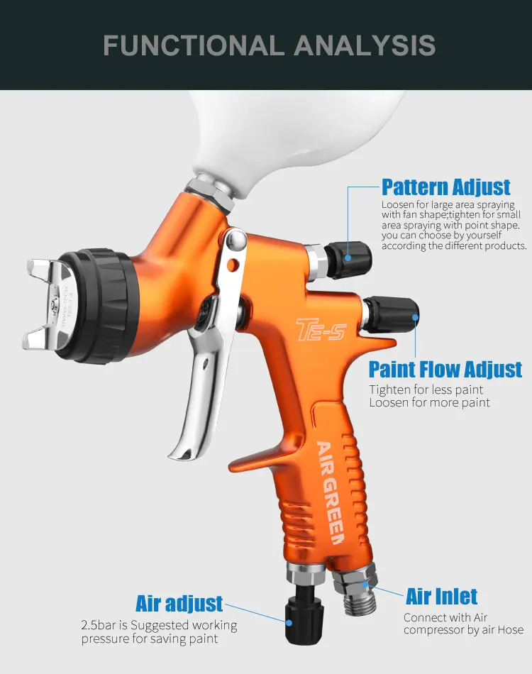 Оптом и в розницу hvlp 1,3 мм TES Профессиональный Пневматический Краскораспылитель распылитель для автомобильных пистолетов инструменты для покраски распылитель