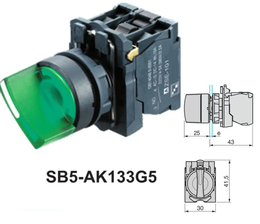 XB5 AK133G5 водонепроницаемый переключатель с подсветкой поворотный кнопочный ручка