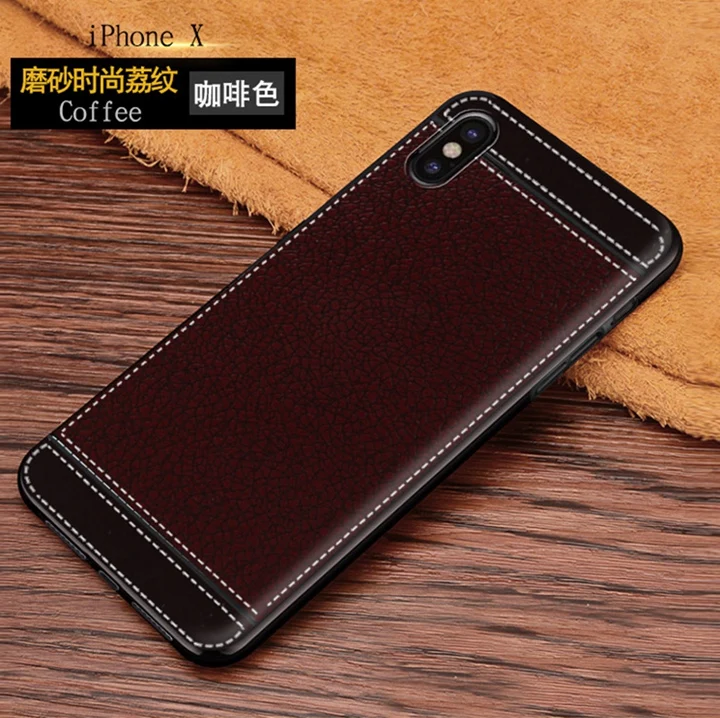 Силиконовый чехол Litchi для iPhone X i Phone Lychee кожаный мягкий из ТПУ с рисунком iPhoneX etui kryt