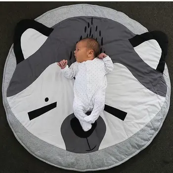 

Cute Cartoon Animals Fox Face Quilted Play Mats Baby Blanket Carpet Rug Nordic Style Cotton Crawling Mat Kids Decor Photo Props