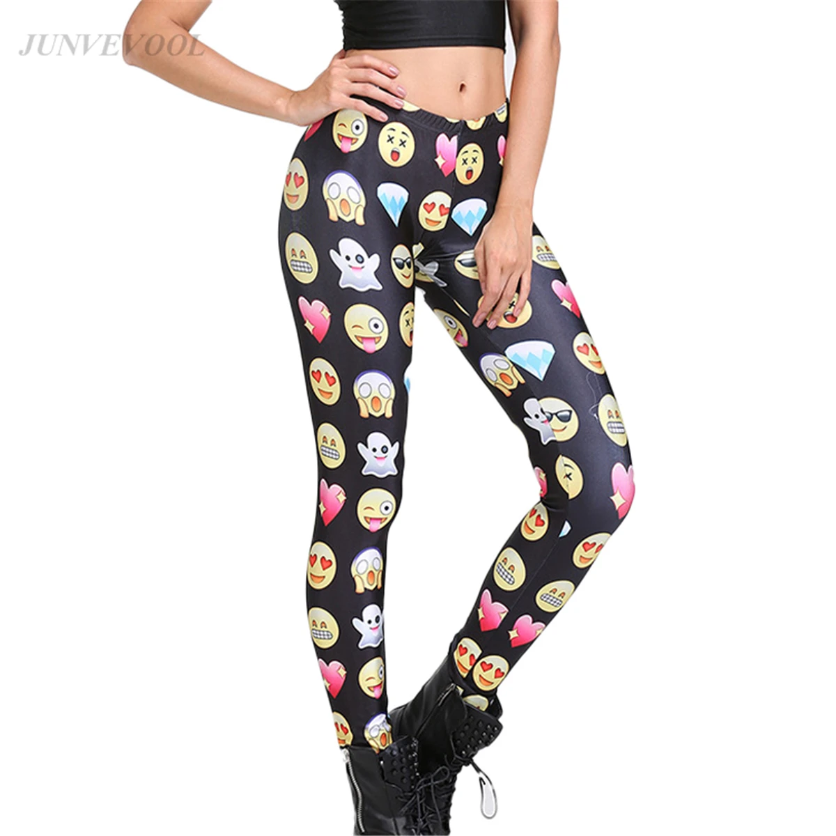 3d Emoji Leggings Women Elastic Workout Legging Punk Rock Stretch Pant