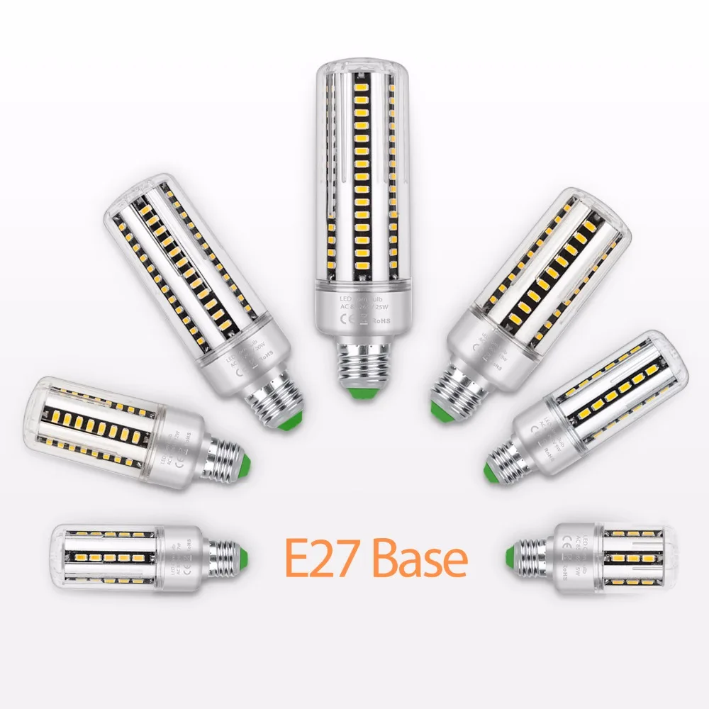 

E14 Led 220V Smart IC LED Corn Bulb E27 High Power LED Light No Flicker 5W 7W 9W 12W 15W 20W 25W Aluminum Pendant Lamp SMD 5736