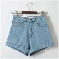 GCAROL Euro Style Women Denim Shorts Vintage High Waist Cuffed Jeans Shorts Street Wear Sexy Summer Spring Autumn Shorts