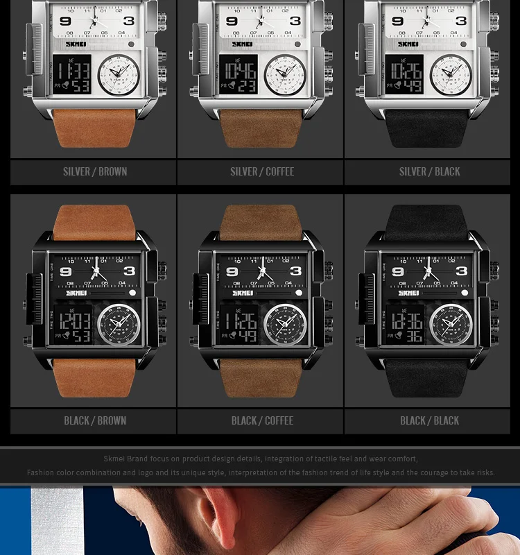 Модель для мужчин спортивные часы Роскошные несколько часовых поясов цифровые часы водостойкий браслет Лидирующий бренд Montre Homme мужской часы