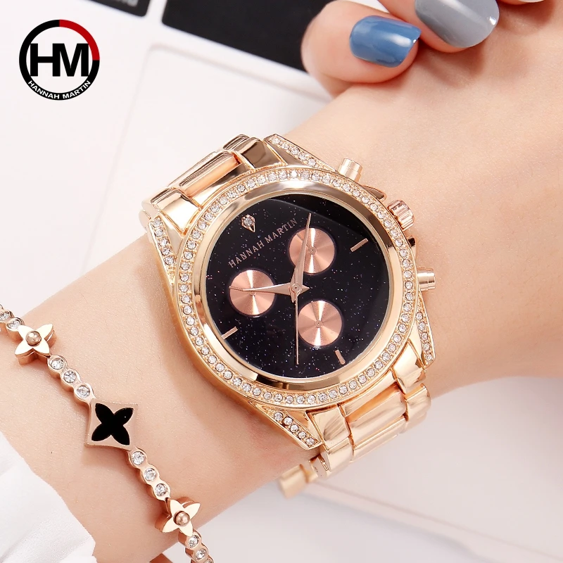 

Stainless Steel Watches Women Top Brand Hannah Martin Casual Clock Ladies Wrist Watch Lady Relogio Feminino