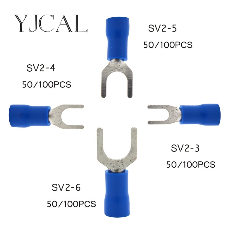

Crimp Terminal SV2 -3 -4 -5 -6 Combination 50PCS 100PCS Blue Cable Wire Connector Ring Insulated Terminal Block A.W.G 16-14