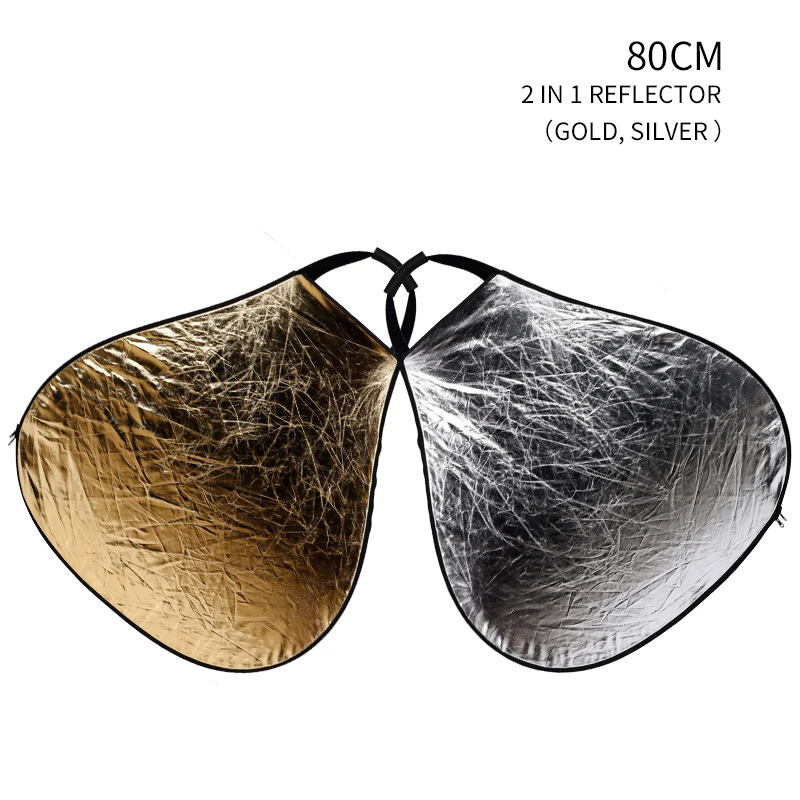 

31.5 Inch 80cm 2 in 1 Triangle Collapsible Light Reflector with Handle Golden/Silver or Silver/White Optional for Photography