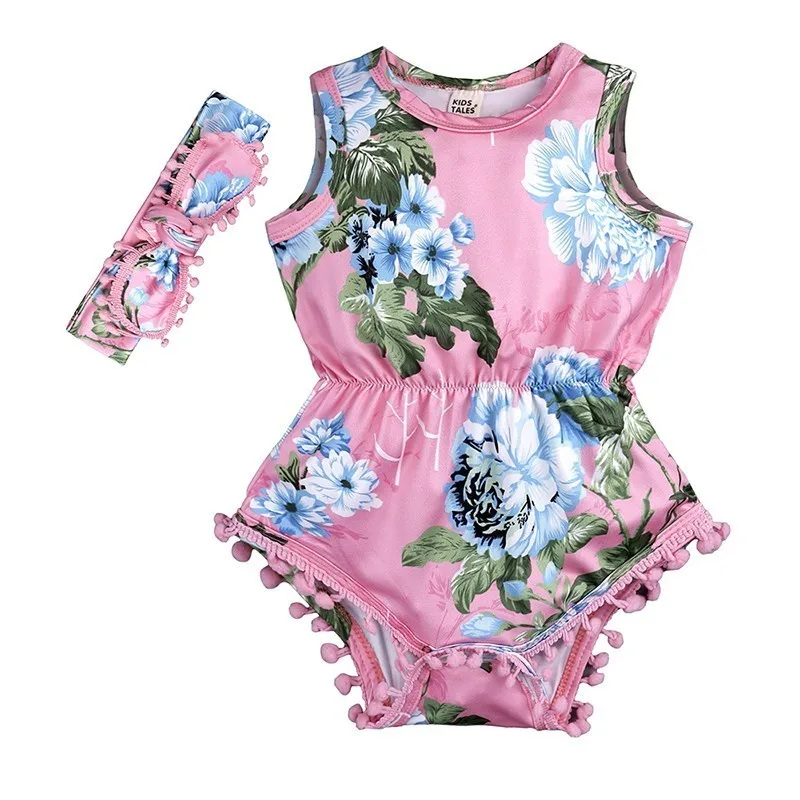 Платье для маленьких девочек хлопковые детские комбинезоны летние без рукавов Одежда для новорожденных Одежда для маленьких девочек с цветочным принтом Одежда для новорожденных комбинезон - Цвет: E