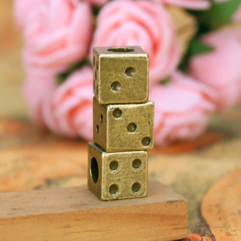 Buy 50pcs Ancient bronze Large Hole dice Charms Beads