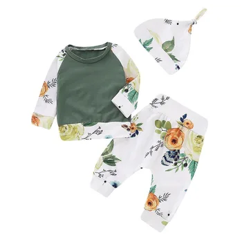 

3PCS Baby Clothes Set Autumn Long Sleeve Tops+Pants+Hat Newborn Clothes Children Clothing