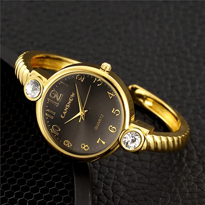 Роскошные золотые женские часы из нержавеющей стали, модные женские часы-браслет с кристаллами, женские часы, женские часы, Reloj Mujer - Цвет: Golden Black