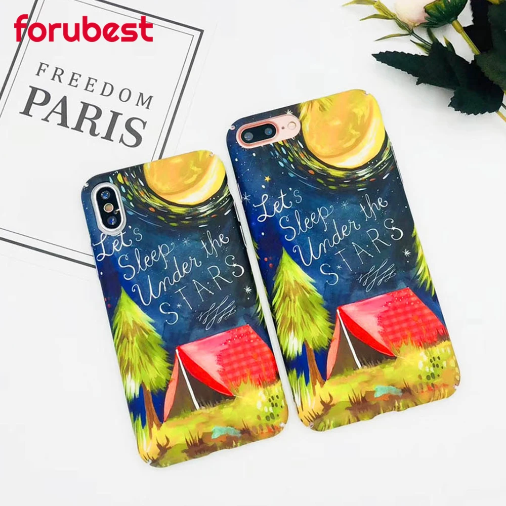 Artistic Starry Sky Case For iPhone 7 8 Plus Moon Pattern Sand Painting Hard PC X XS Max XR 6s 6 Phone |