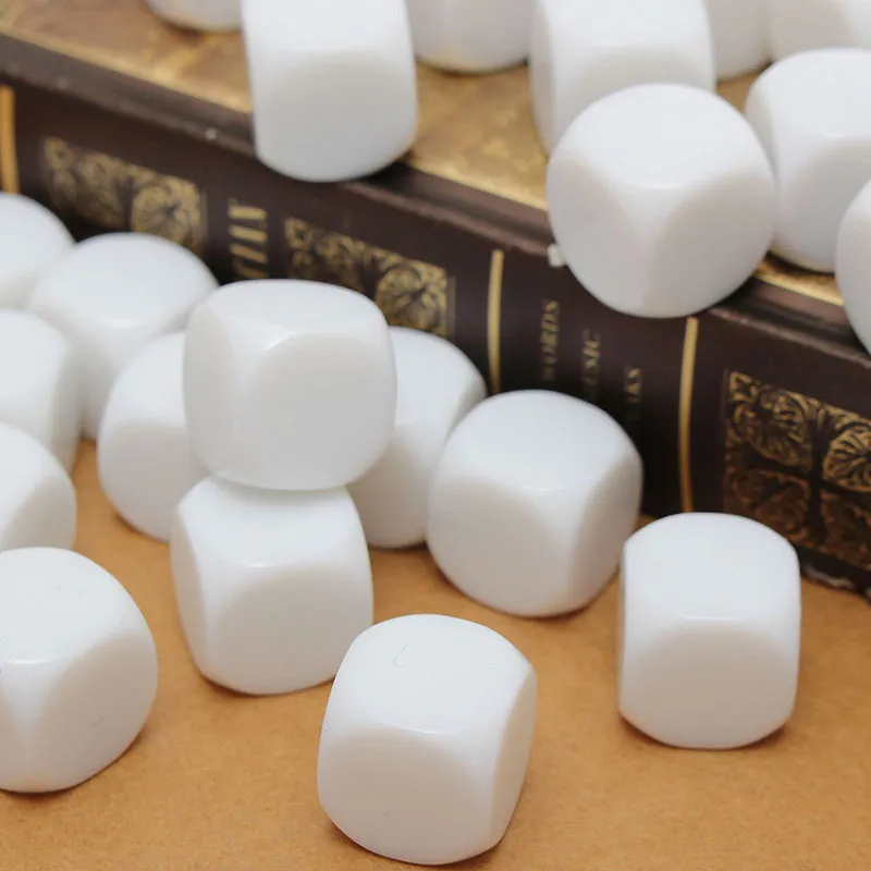 

16mm Blank Dice White Acrylic Cube D6 Board Game Party, DIY, Fun and Teaching - 25PCS