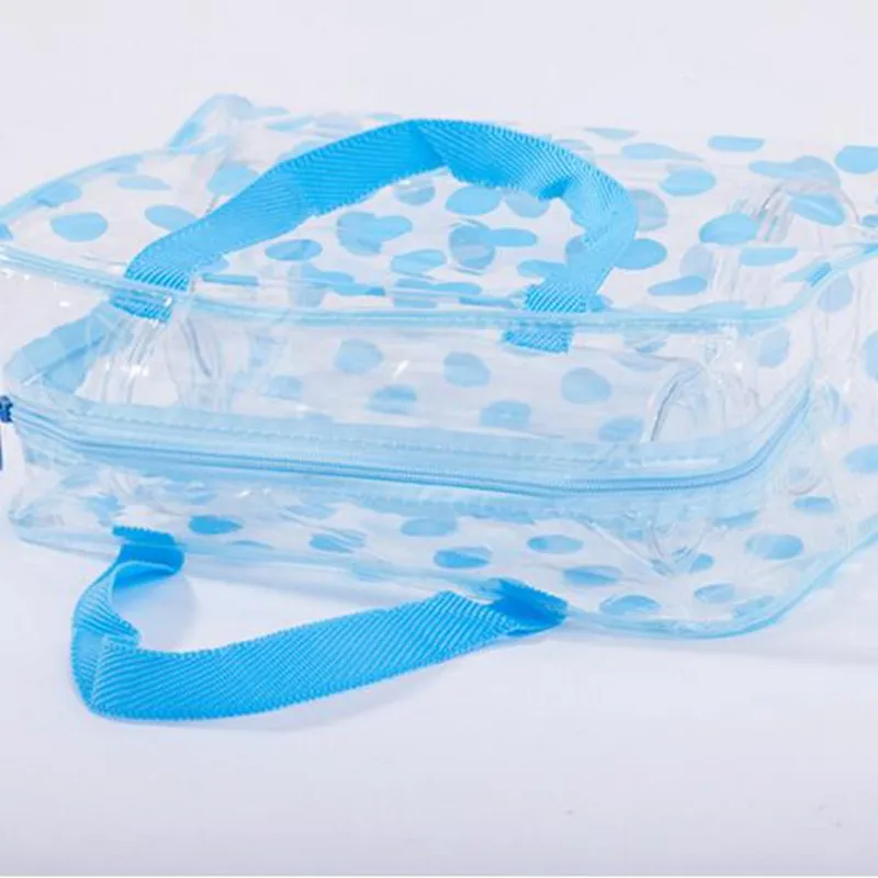 Transparent Waterproof Dot Cosmetic Bag Handbag Zipper Dust-Proof Mak Up Portable Storage Bag Bath Travel Make Up Case Neceser