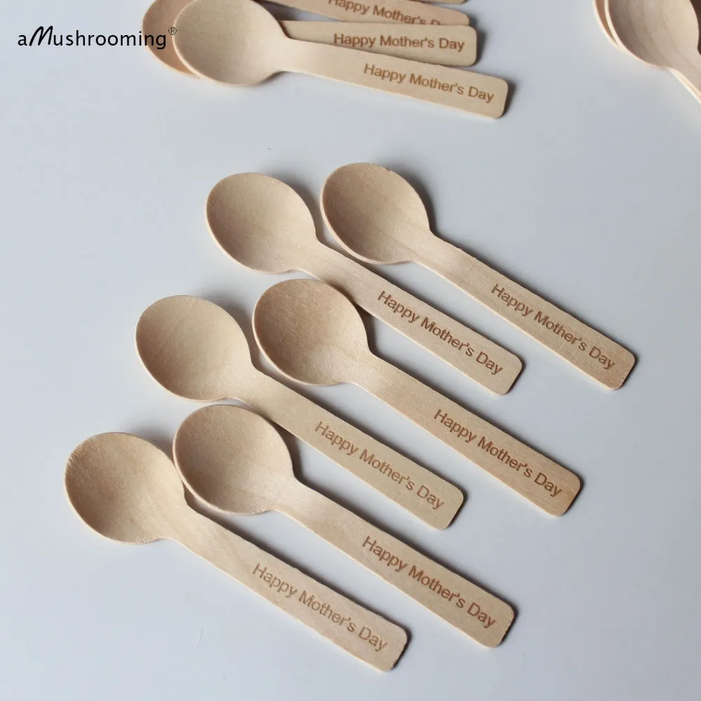 100 Personalized Happy Mother's Day Party Mini Cake Spoons Dessert Bar