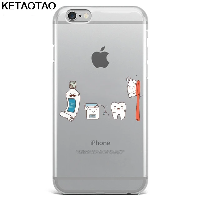 KETAOTAO стоматолога зубные коронованные зубы чехол для телефона s для iPhone 4S 5C 5S 6S 7 8 SE Plus XR XS Max чехол кристально чистый мягкий чехол из ТПУ - Цвет: Цвет: желтый