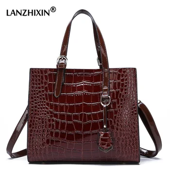 

Top-handle Bags for Women Messenger Bags Tote Crocodile PU Leather Casual Female Handbags Ladies Shoulder Bags Vintage Wholesale
