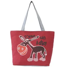 Fashion Donkey Design Women Portable Handbag New Arrival Casual Female Shopping Bag High Quality Durable Canvas Woman Handbag