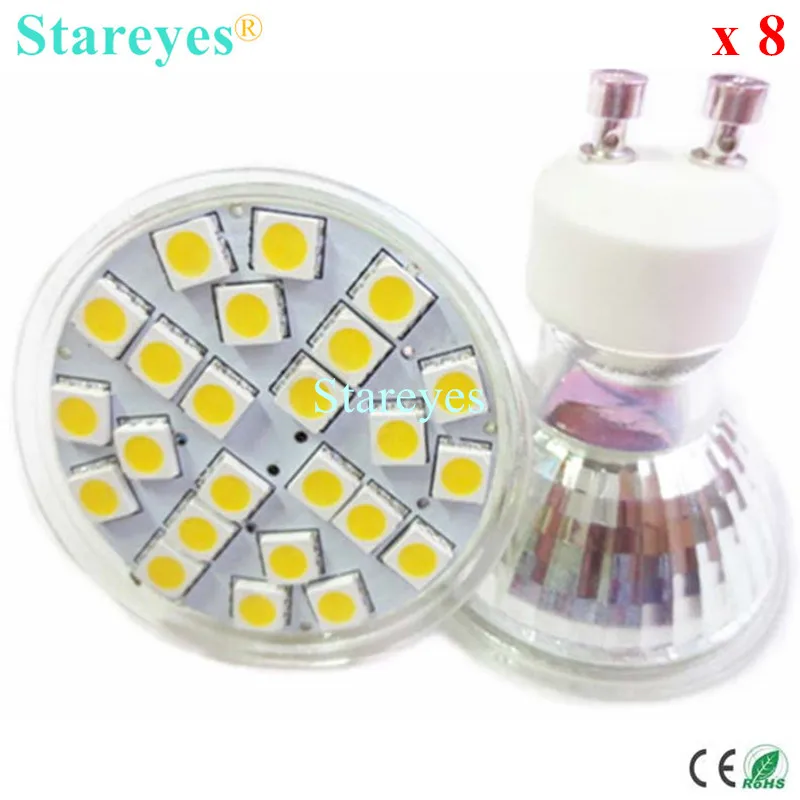 8 шт. SMD5050 24 LED 5 Вт GU10 E27 MR16 AC110 220V & DC12V Светодиодный прожектор Светодиодная лампа