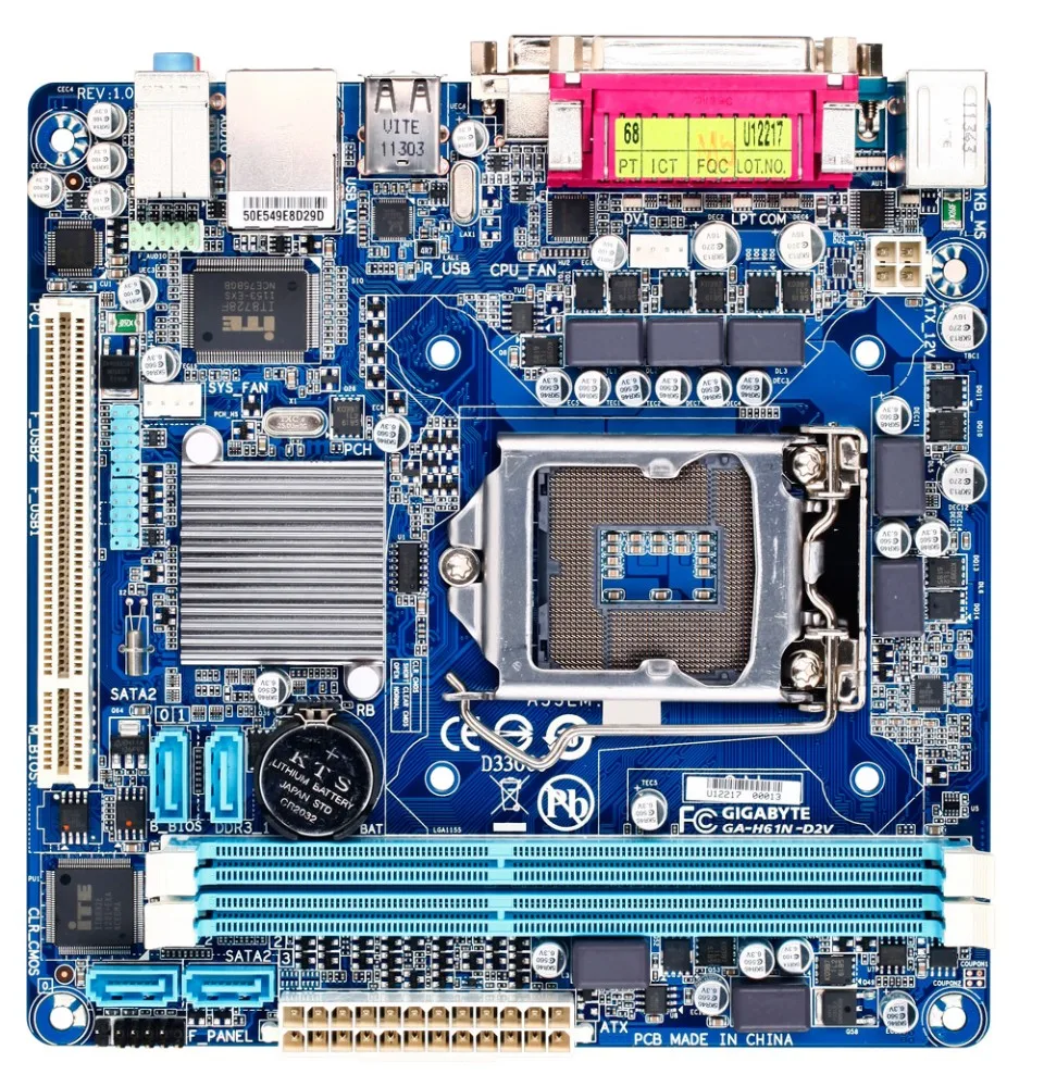 

Gigabyte GA-H61N-D2V Desktop Motherboard H61N-D2V H61 Socket LGA 1155 Core i7 DDR3 16G USB2.0 Mini-ITX Original Used Mainboard