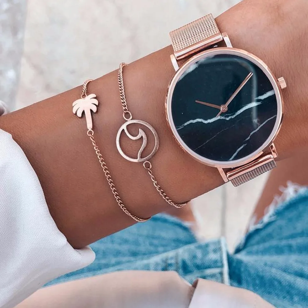 

DIEZI Bohemian Wava Tree Charm Bracelets Bangles For Women Fashion Metal Gold Silver Chain Bracelets Sets Jewelry Party Gifts