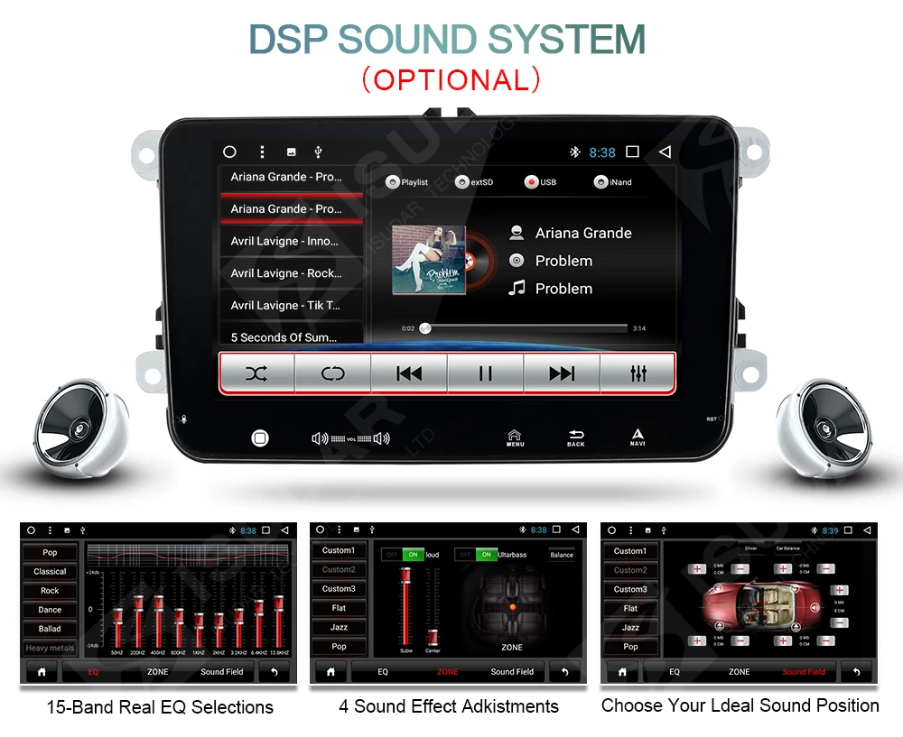 Isudar Автомагнитола 2 Din с 8 Дюймовым Экраном на Android 7.1.1 для Автомобилей Volkswagen/VW/POLO/PASSAT/Golf/Skoda/Seat/Leon Радио FM