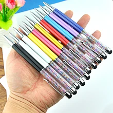 1000 шт оптом металлический Алмазный кристалл 14 см длиной 2 в 1 сенсорный экран емкостный стилус Шариковая ручка для iPad планшета мобильного телефона