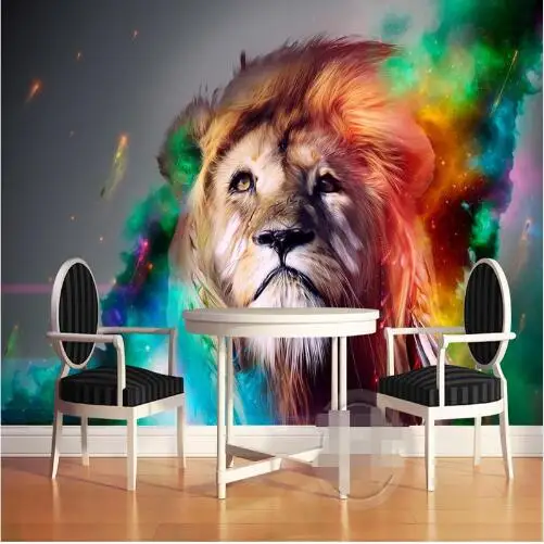 

3d Wall Paper Hand colored lion photography Background Modern art Mural for Living Room Large Painting Home Decor