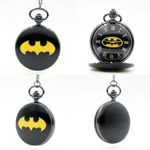 BM Новая Мода Бэтмен черный циферблат фильм кварцевые карманные часы аналоговый кулон ожерелье мужские и женские часы цепочка подарок