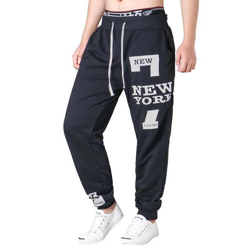 Весна и осень модные дышащие хлопок Нью Йорк Прохладный печати для отдыха спортивные штаны Мужские штаны для бега sweatpant