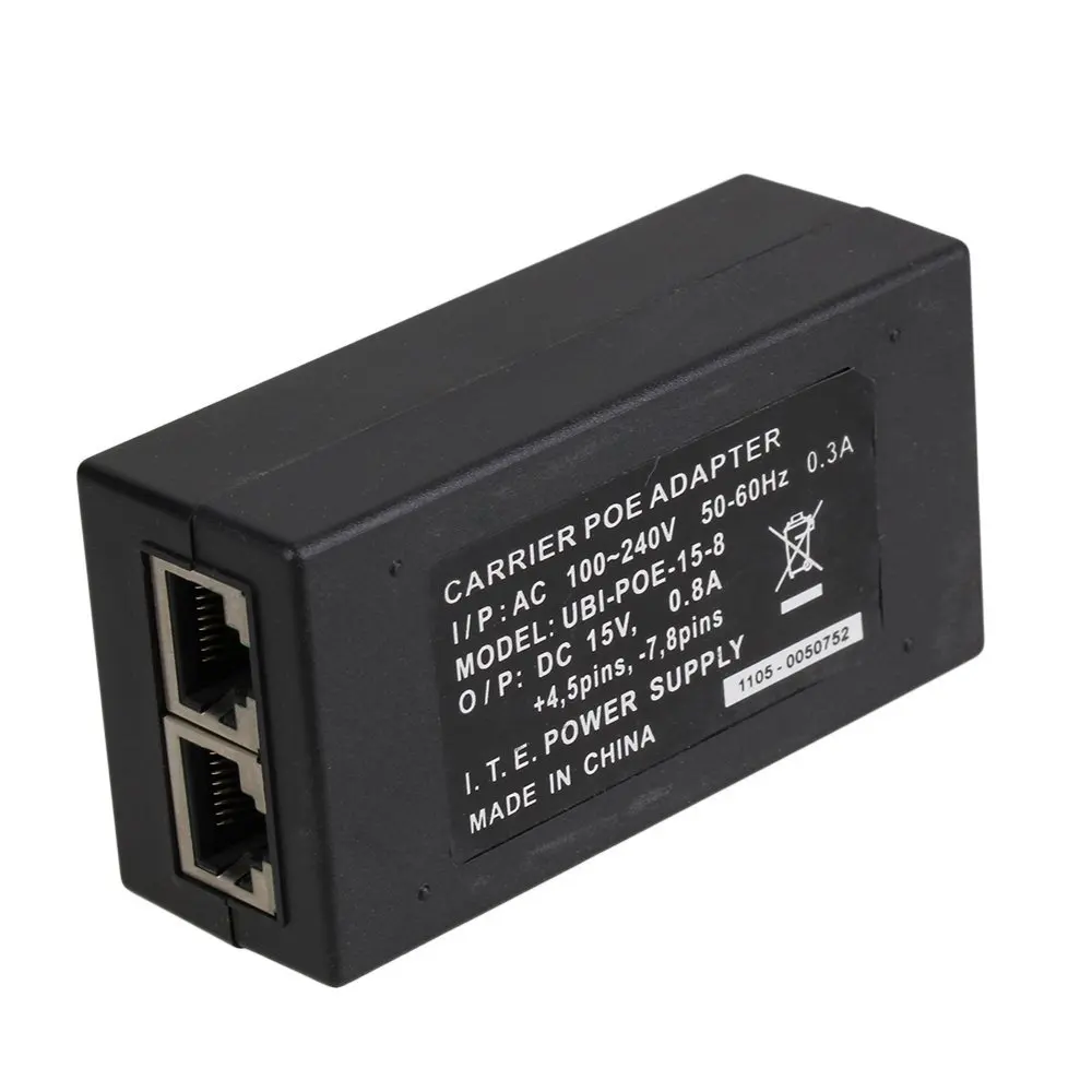 UBI-POE-15-8 DC 15V 0.8A 800mA PoE мощность по Ethernet адаптер-форсунка источник питания