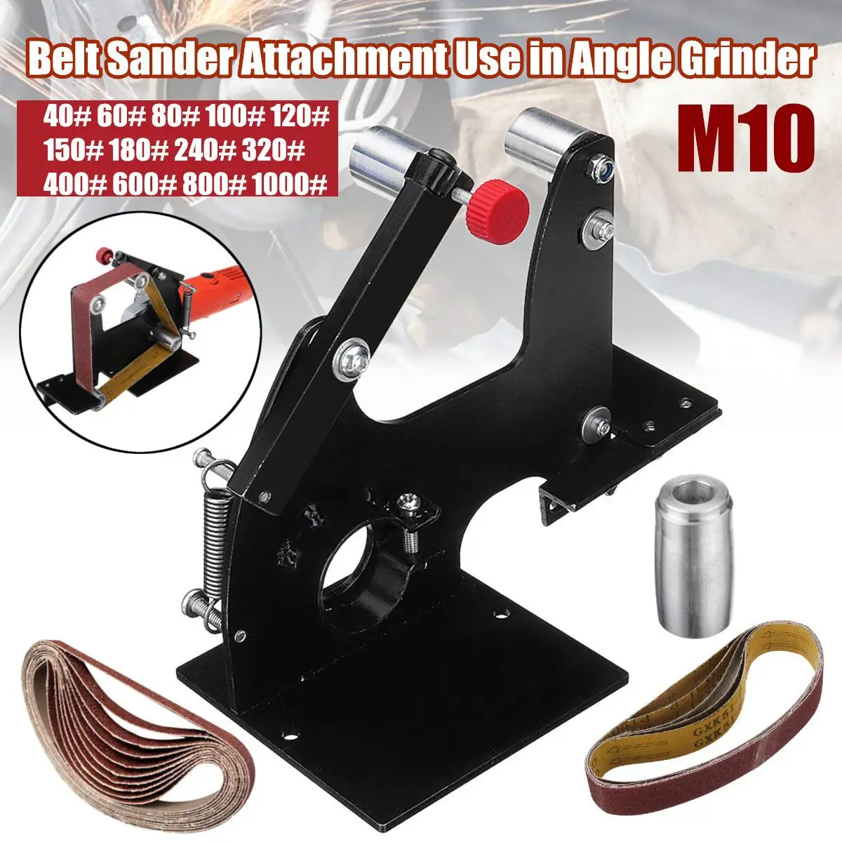 

Angle Grinder Belt Sander Attachment Metal Wood Sanding Belt 540x30mm With M10 Spindle for 100 Grinder
