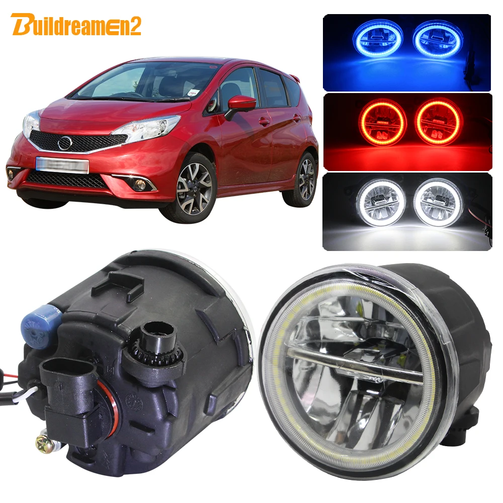 

Buildreamen2 For Nissan Note E11 MPV 2006-2015 Car 4000LM LED Fog Light Angel Eye Halo Ring Daytime Running Light 12V Styling