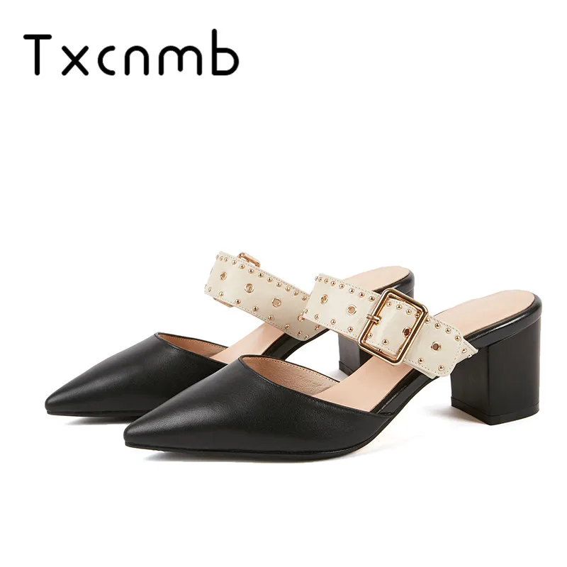 

TXCNMB 2019 high heel Genuine Leather Sandals women summer Style High Heels Novelty Sandals Summer wedding Shoes Woman