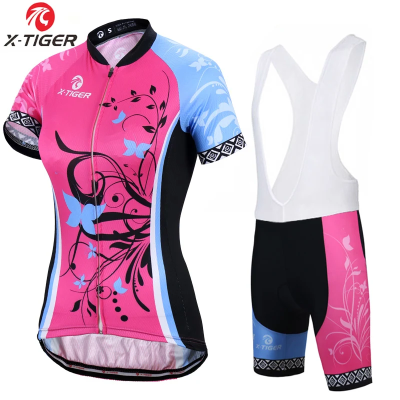 X-Tiger Pro Женская велосипедная Майка набор быстросохнущая велосипедная одежда дышащий для велоспорта Одежда Костюм - Цвет: Bib Cycling set
