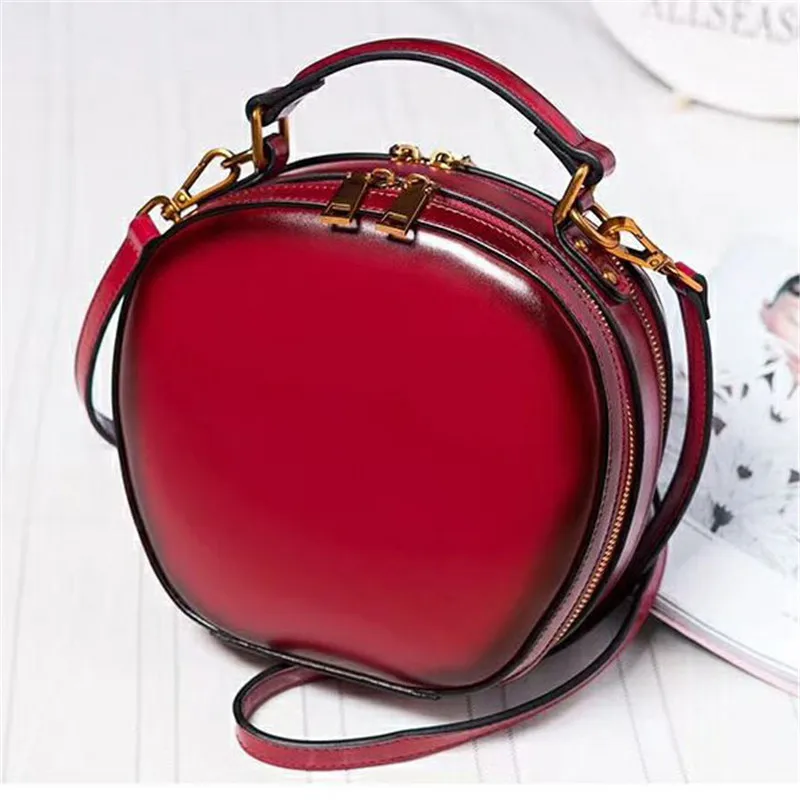 

2018 Nuevo Retro De Cuero Bolsa De Mensajero Elegante Simple Mini Bolso De Hombro Portable De La Manera Redonda Marea Paquete