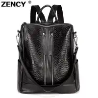 ZENCY 100% 本革アリゲーター女性牛革クラシック快くアメリカスタイルのファッションワニの女性のバックパックデザイナーバッグ