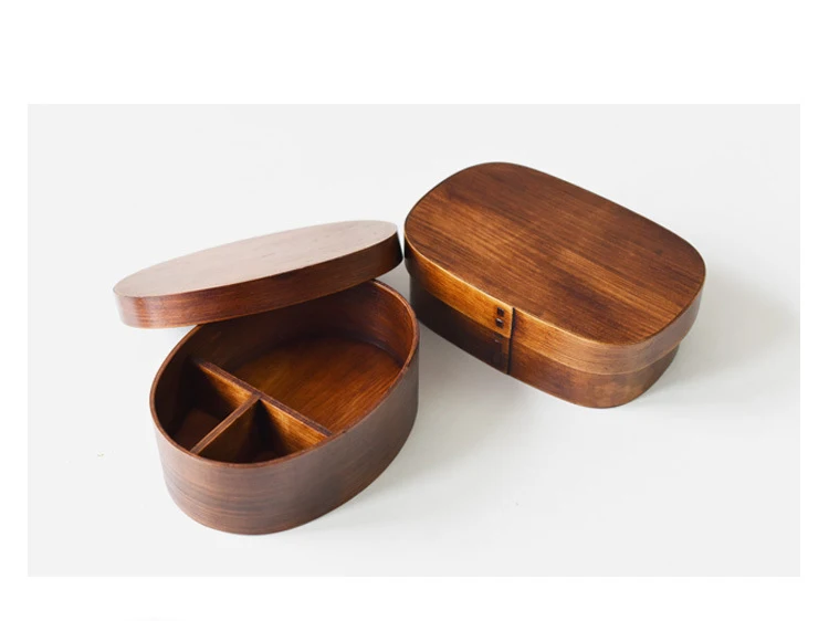 ONEUP Ланчбокс коричневый деревянный Японский Натуральный Деревянный экологически чистый bento box суши box Портативный контейнер для хранения продуктов с сумками