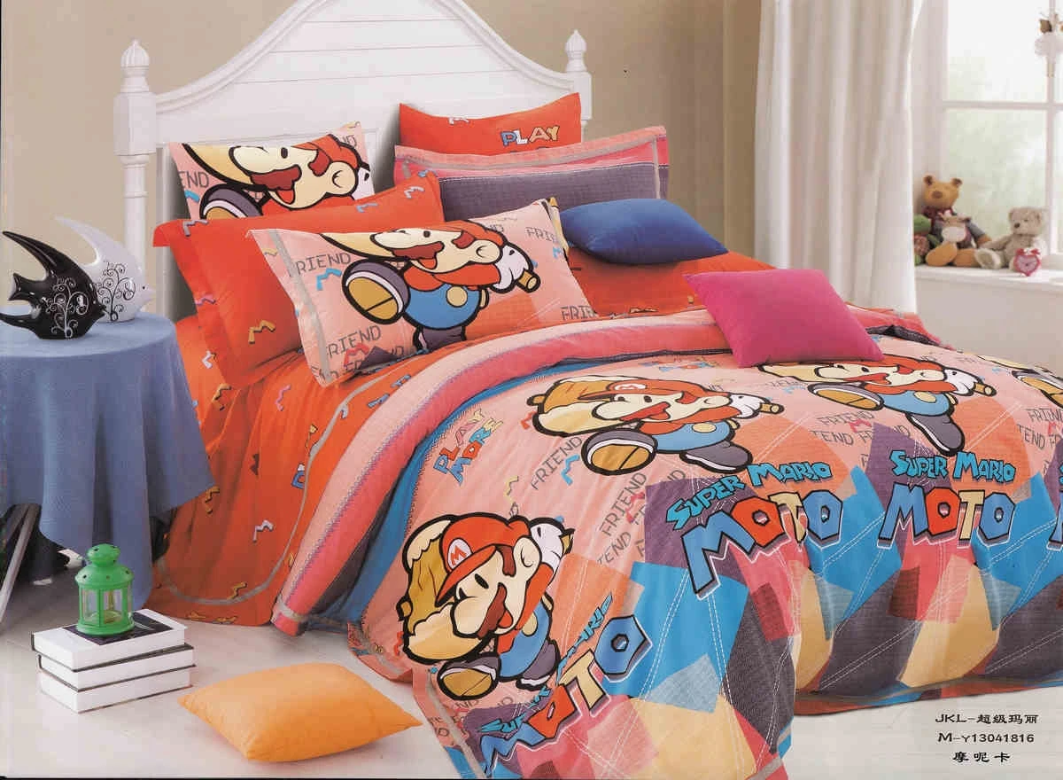 Home Decoratioin Textile Cartoon 100 Cotton 4pcs Super Mario Brothers Printed Bedding Set Sheet Cover Textile Pattern Sheet Rocksheet Fiber Aliexpress