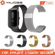 Mijobs 20 мм 22 мм металлический Миланский ремешок для Xiaomi Huami Amazfit Bip PACE gtr Молодежные часы браслет из нержавеющей стали умный Браслет