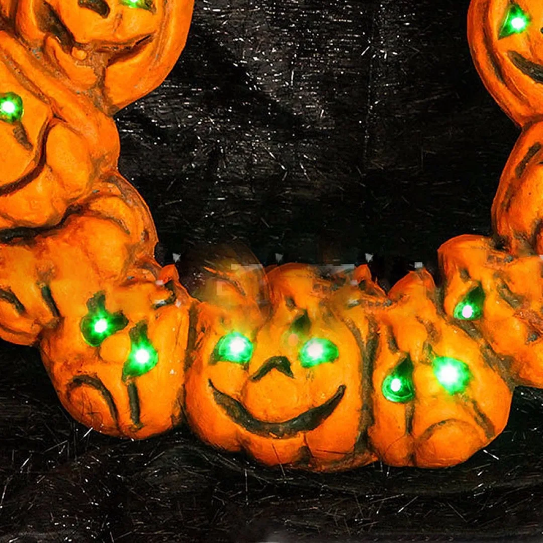 DIY Halloween Jack-o'-Lantern LED Pumpkin Spooky Wreath Door Hanger Hanging Decor 2019 new