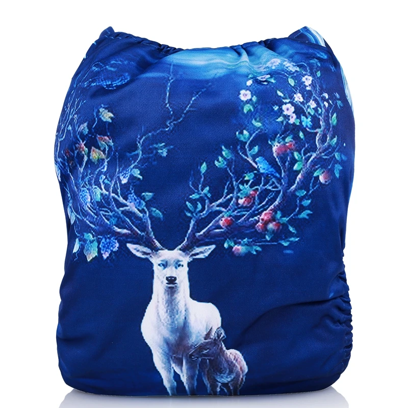 [Mumsbest] 1PC New Hot Release Digital Printing Moose Baby Cloth Diapers Elk Nappies Wapiti Unique Unisex Baby Diaper Covers