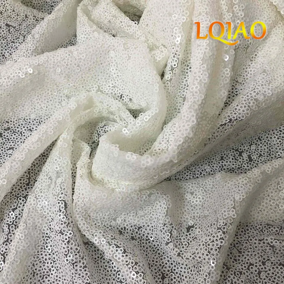 white sequin  fabric-004