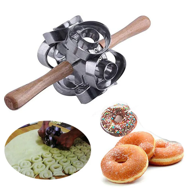 

Waffle Manual Stainless Steel Donut Maker Waffle Dispenser Doughnut Machine Easy Fast Portable Cutting Donuts