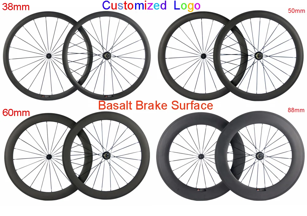 Basalt Brake Surface! 700C carbon wheels 88mm 60mm 50mm 38mm Profile Clincher Tubular 23mm Width