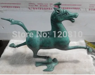 

Collectible Bronze Statue Sculpture Exquiste Chinese Handcraft Copper Statue: Galloping Horse Treading on a Flying Swallow